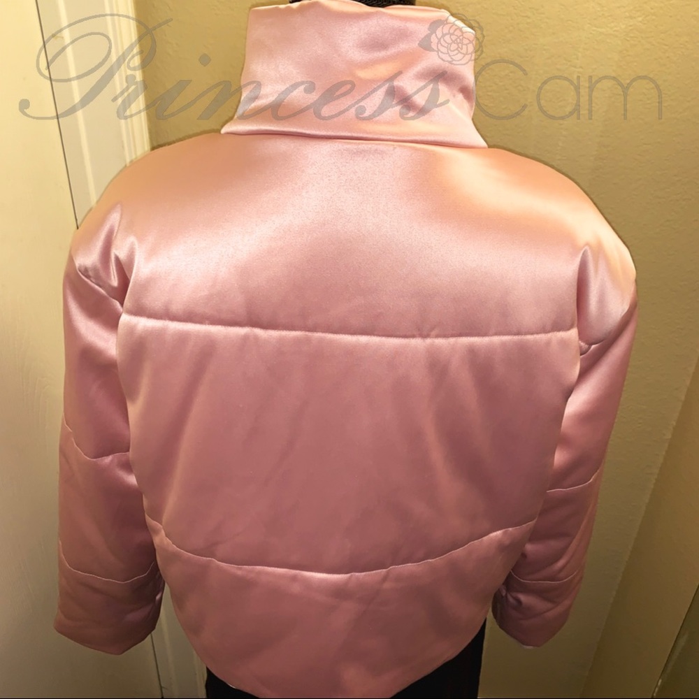 πBagatelle Blush Metallic Satin Zip Bomber Jacket - Picture 3 of 7